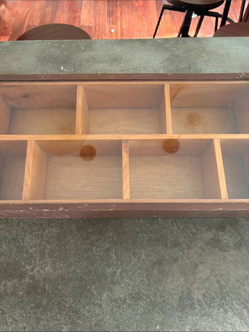 Homemade 10x20 Wood and Glass Display Case - Multi-Compartment